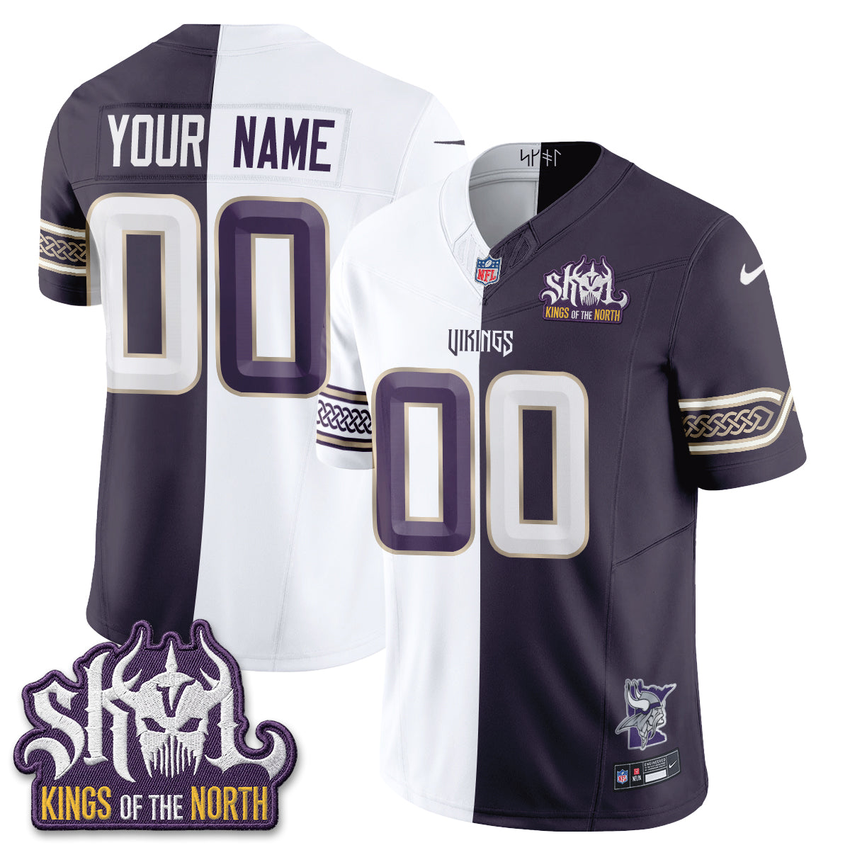 Minnesota Vikings 2026 Rivalries Split V2 Vapor Custom Jersey - Stitched