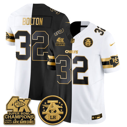 Kansas City Chiefs 4X Champs Gold Edition Vapor Jersey - Stitched