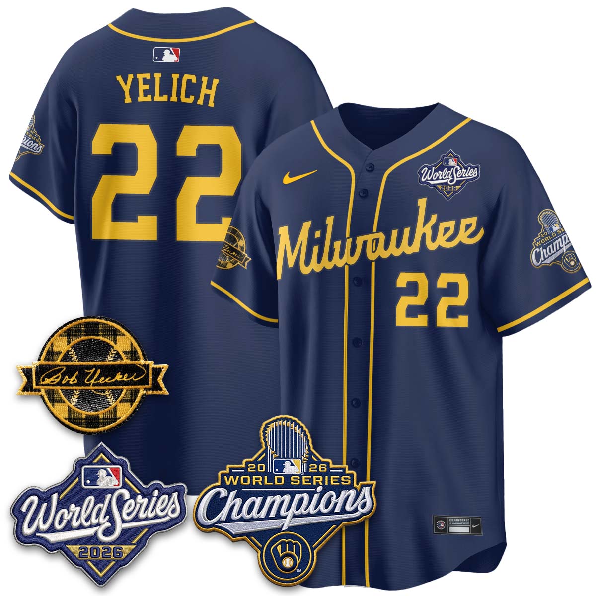 MIL 2026 WS Champions - Bob Uecker Patch Vapor Jersey - Stitched