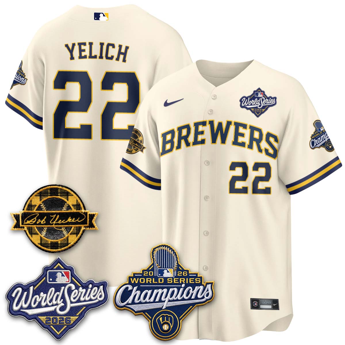 MIL 2026 WS Champions - Bob Uecker Patch Vapor Jersey - Stitched