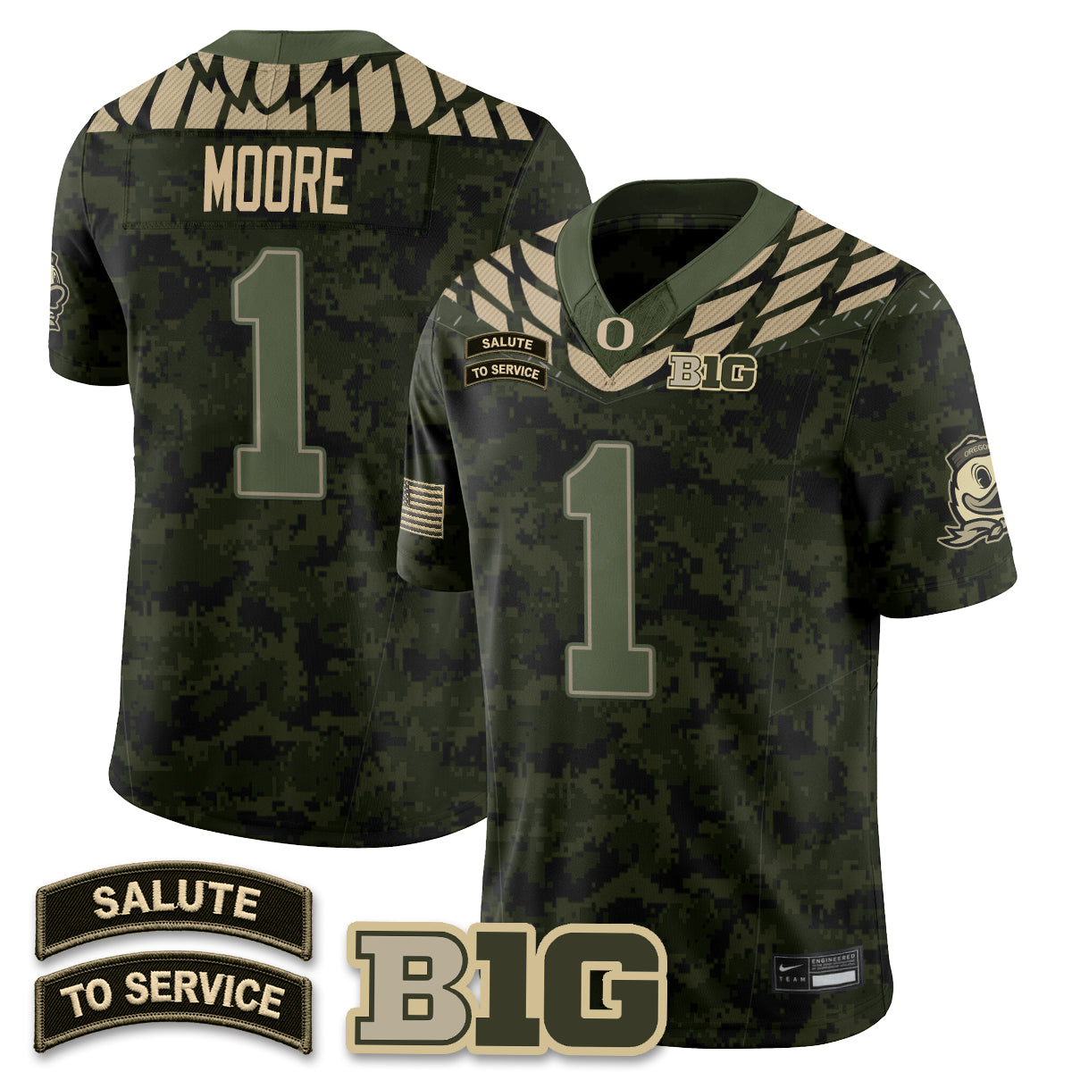 Oregon Ducks 2026 Salute to Service Vapor Jersey - Stitched