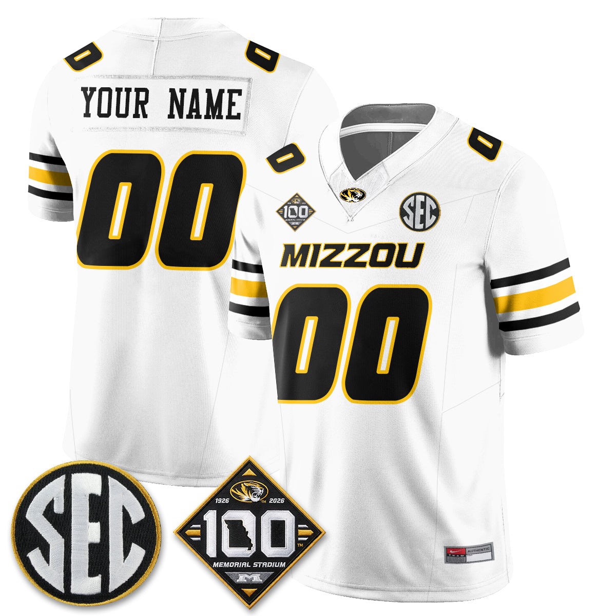 MIZZ 100th Anniversary of Memorial Stadium Vapor Custom Jersey - Stitched