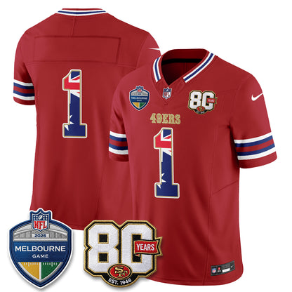 San Francisco 49ers Melbourne Game 2026 Vapor Jersey - Stitched