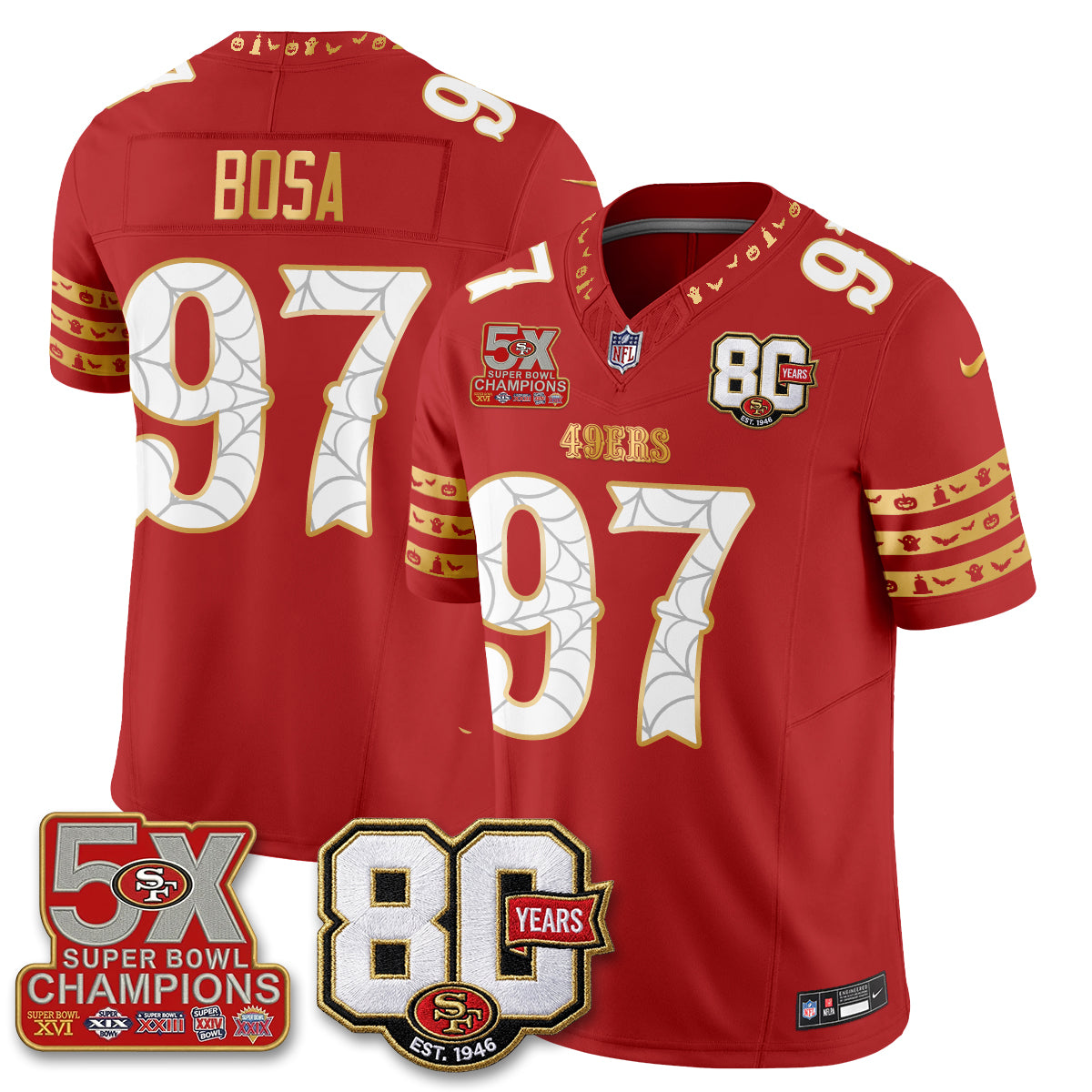 San Francisco 49ers Spooky Edition Vapor Jersey - Stitched