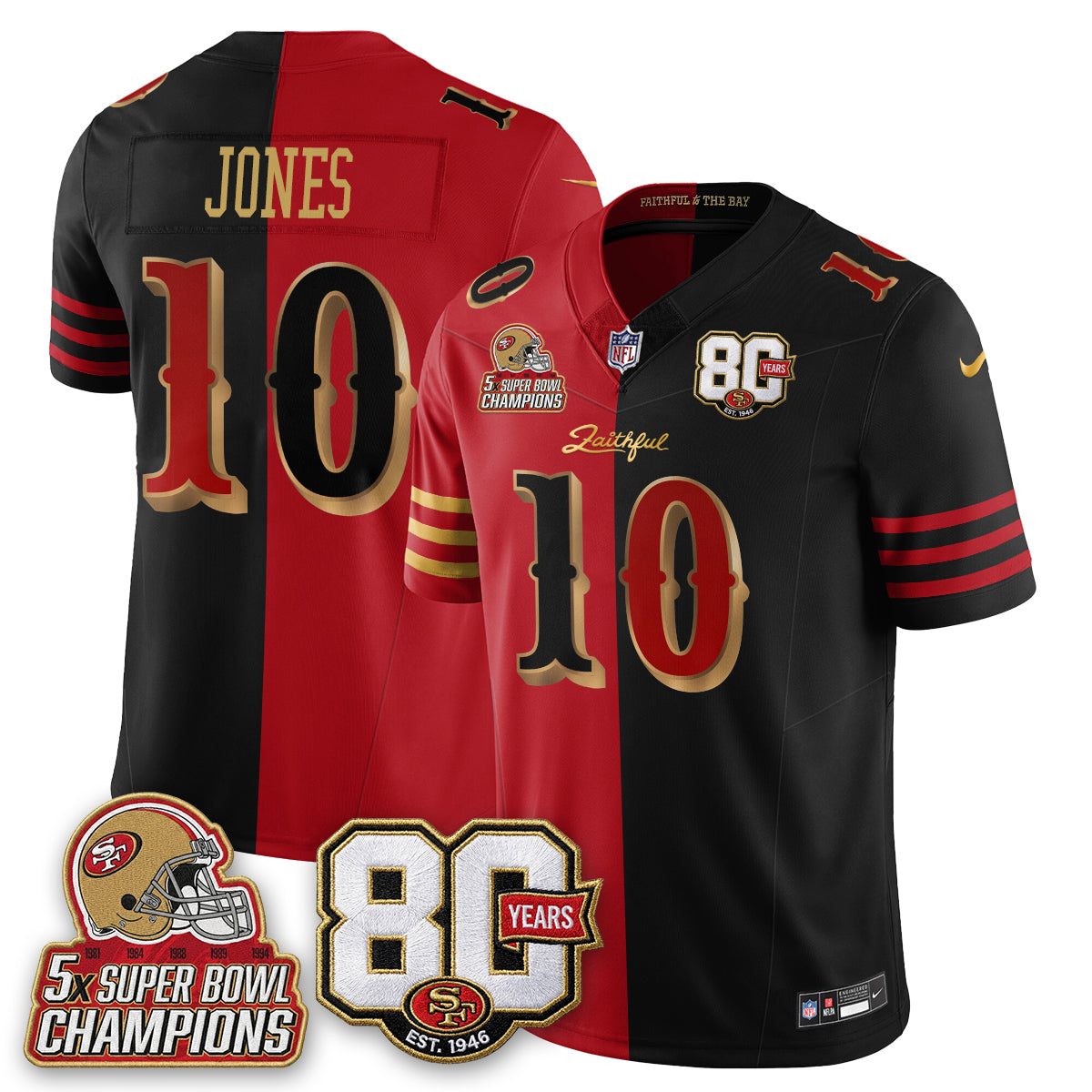 San Francisco 49ers 80 Years & 5X Champs Rivalries Vapor Jersey - Stitched