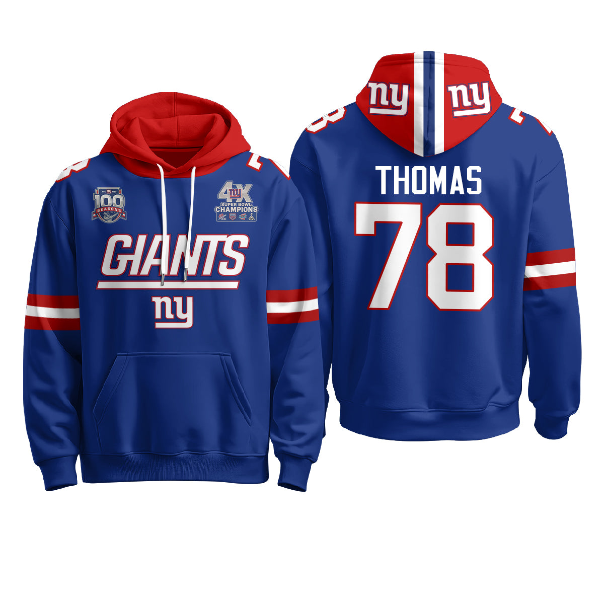 New York Giants 4X Champs S.Bowl Hoodie - Stitched