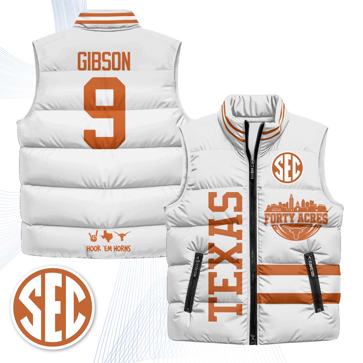TEX "Forty Acres" Puffer Vest - Printed