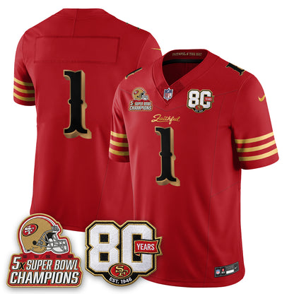 San Francisco 49ers 80 Years & 5X Champs Rivalries Vapor Jersey - Stitched