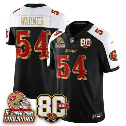 San Francisco 49ers 80 Years & 5X Champs Rivalries Vapor Jersey - Stitched
