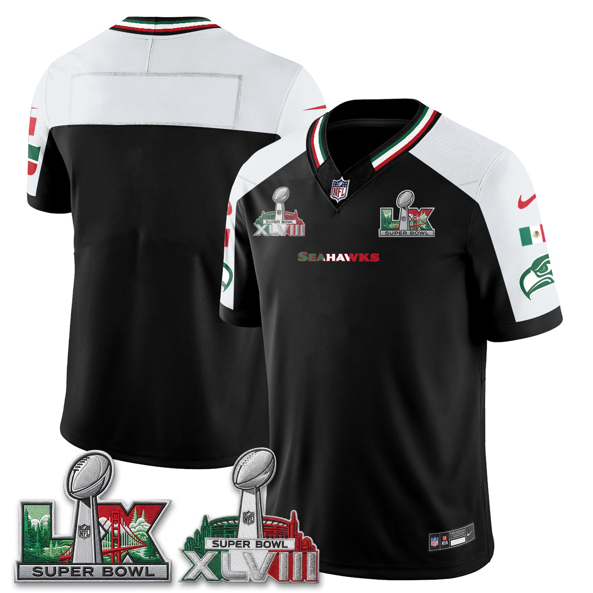 Seattle Seahawks Mexico Edition Vapor Jersey V1- Stitch