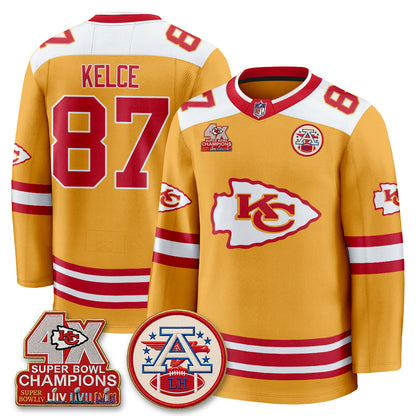 Kansas City Chiefs 4X Champs Edition Hockey Jersey - Stitched
