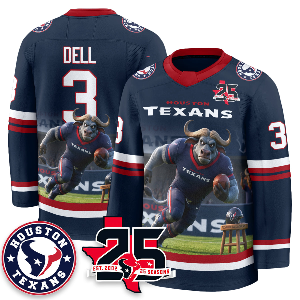 Houston Texans x Bull Chief Edition Hockey Jersey - Printed