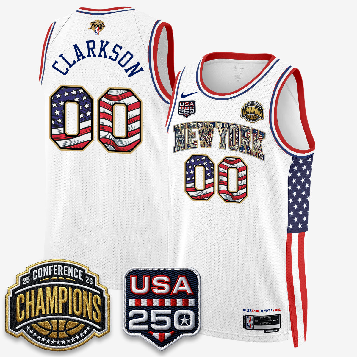 New York Knicks 2026 NBA Eastern Conference Champions x Fourth of July Vapor Jersey - Stitched
