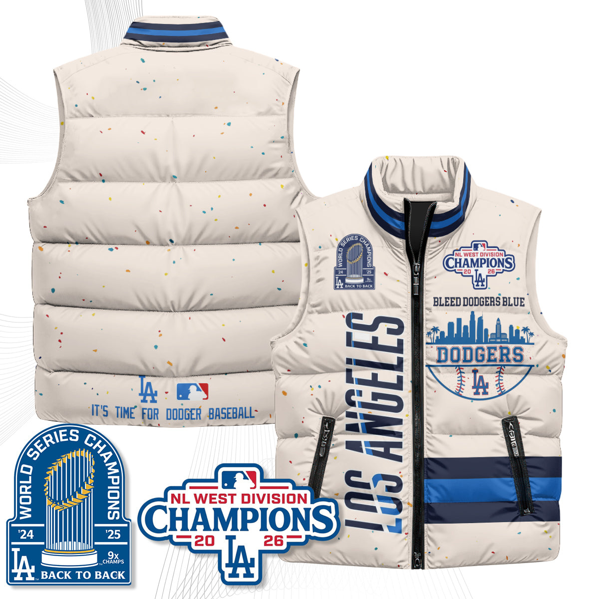 LAD "Bleed Blue" Puffer Vest - Printed