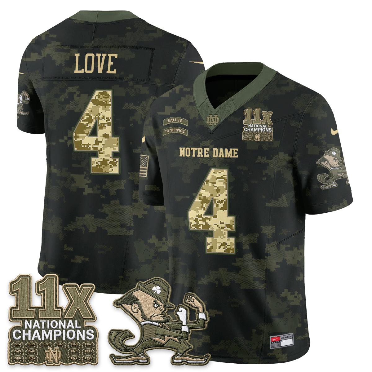 Notre Dame Fighting Irish 2026 Salute to Service Vapor Jersey - Stitched