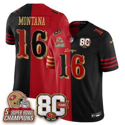 San Francisco 49ers 80 Years & 5X Champs Rivalries Vapor Jersey - Stitched