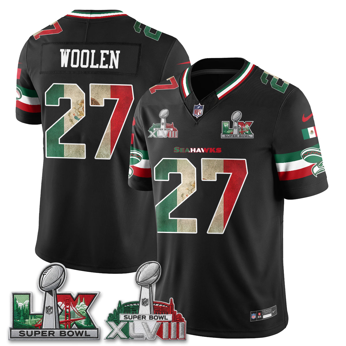 Seattle Seahawks Mexico Edition Vapor Jersey V2- Stitch
