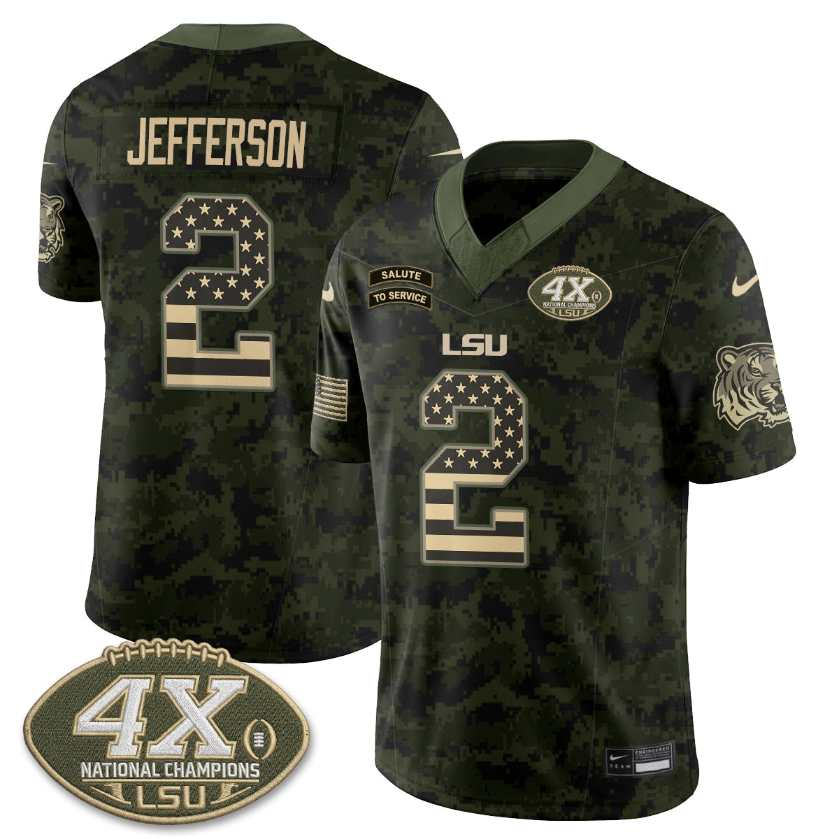 LSU Tigers 2026 Salute to Service Vapor Jersey - Stitched