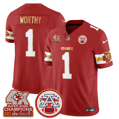 Kansas City Chiefs 4X Champs Gold Edition Vapor Jersey - Stitched