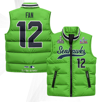 Seattle Seahawks S.Bowl Champs Puffer Vest - Printed
