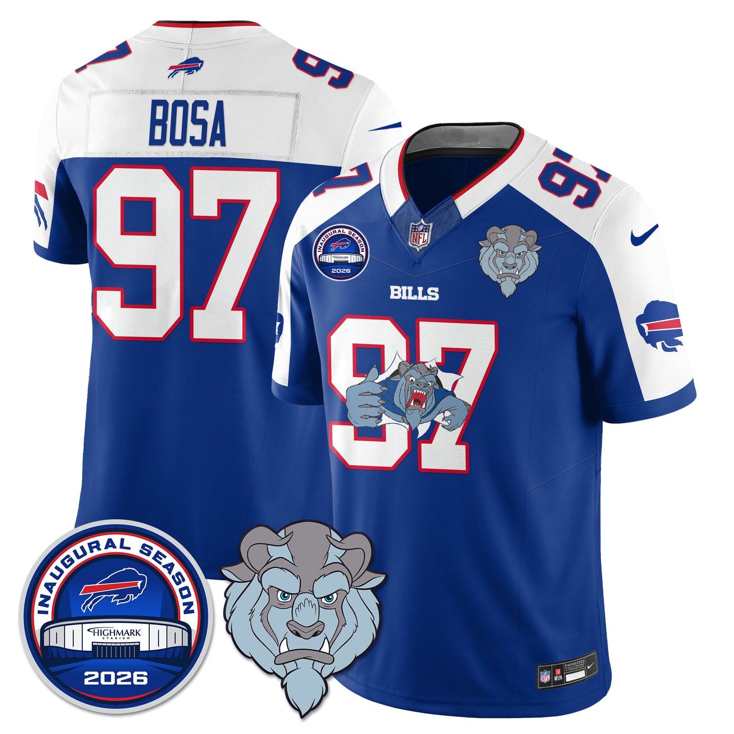 Buffalo Bills x Hairy Blue Beast Edition Vapor Jersey - Stitched