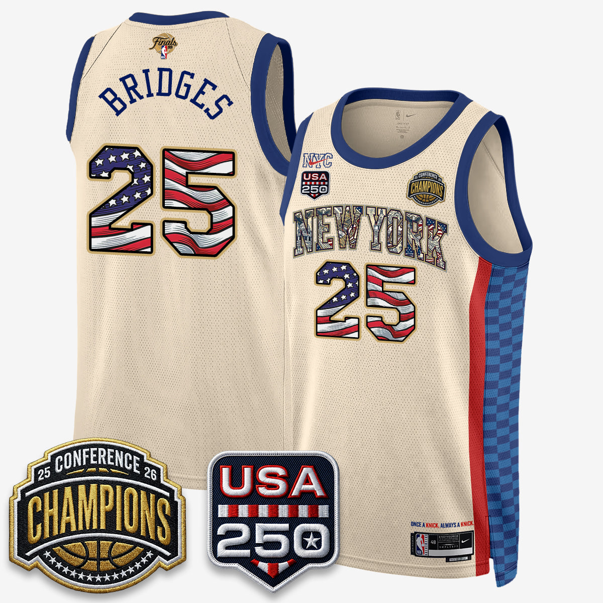 New York Knicks 2026 NBA Eastern Conference Champions x Fourth of July Vapor Jersey - Stitched