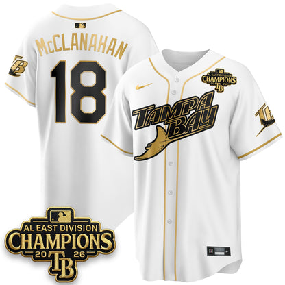 Tampa Bay Rays 2026 AL East Champs Gold Edition Vapor Jersey - Stitched