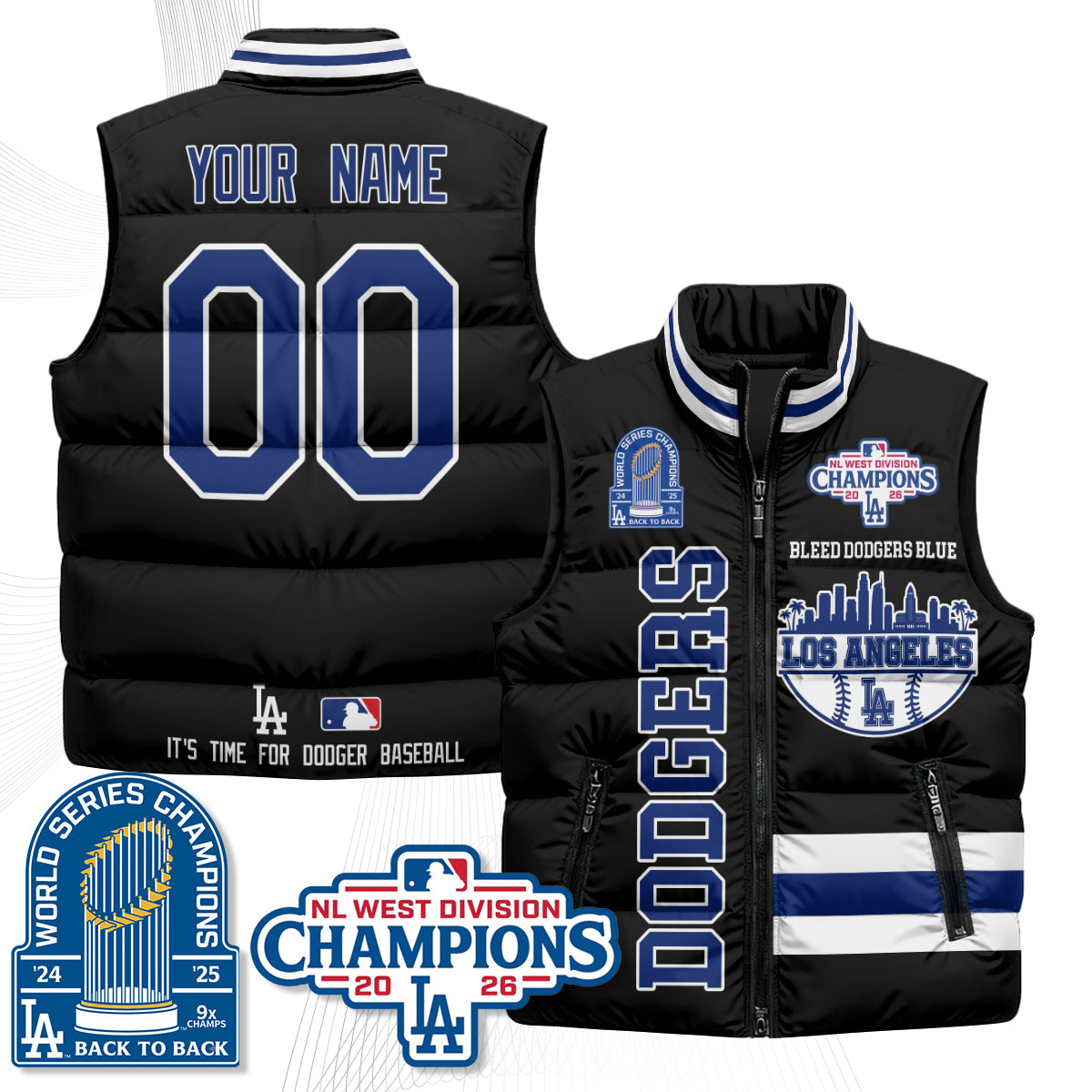 LAD "Bleed Blue" Custom Puffer Vest - Printed