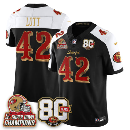 San Francisco 49ers 80 Years & 5X Champs Rivalries Vapor Jersey - Stitched