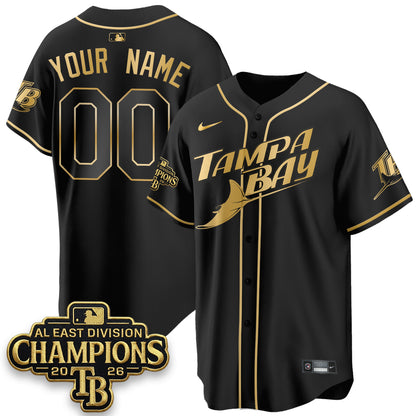 TB 2026 AL East Champs Gold Edition Custom Vapor Jersey - Stitched