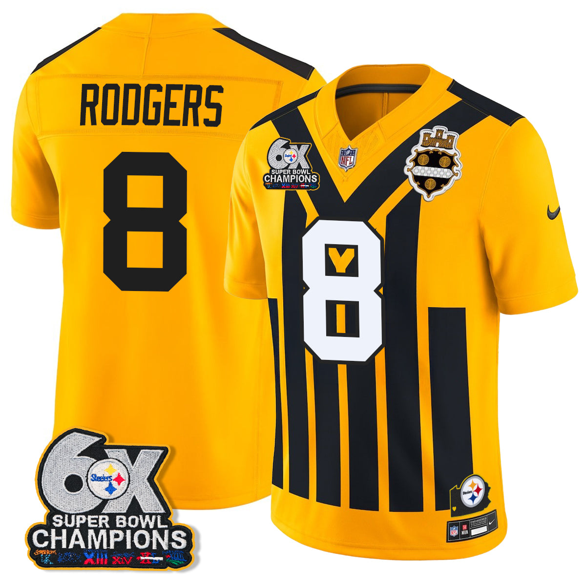 PIT 6X Champs Throwback V2 Vapor Jersey - Stitched
