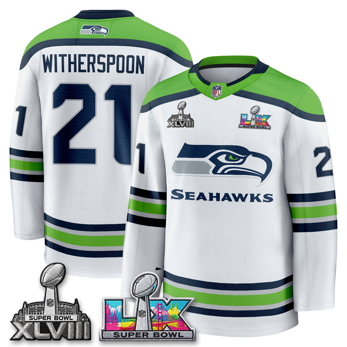 SEA 2X S.Bowl Champions Patch Hockey Jersey - Stitched