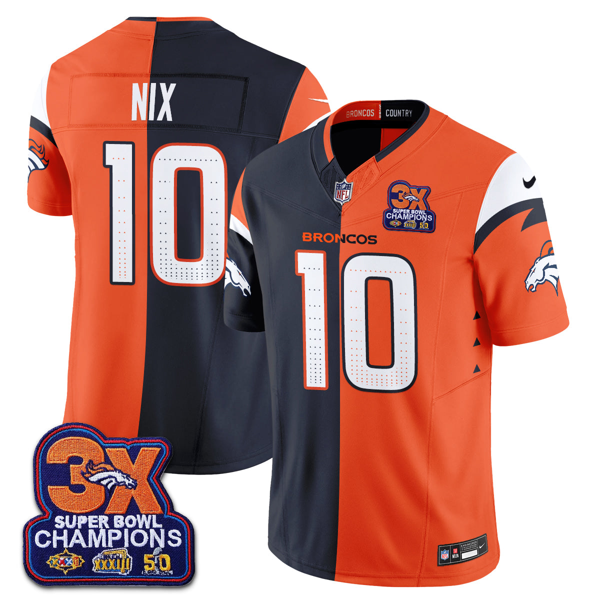 Denver Broncos Split Edition Vapor Jersey - Stitched