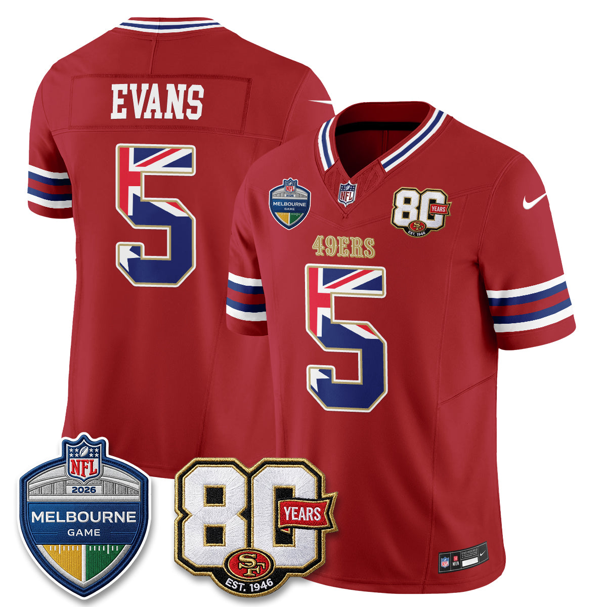 San Francisco 49ers Melbourne Game 2026 Vapor Jersey - Stitched