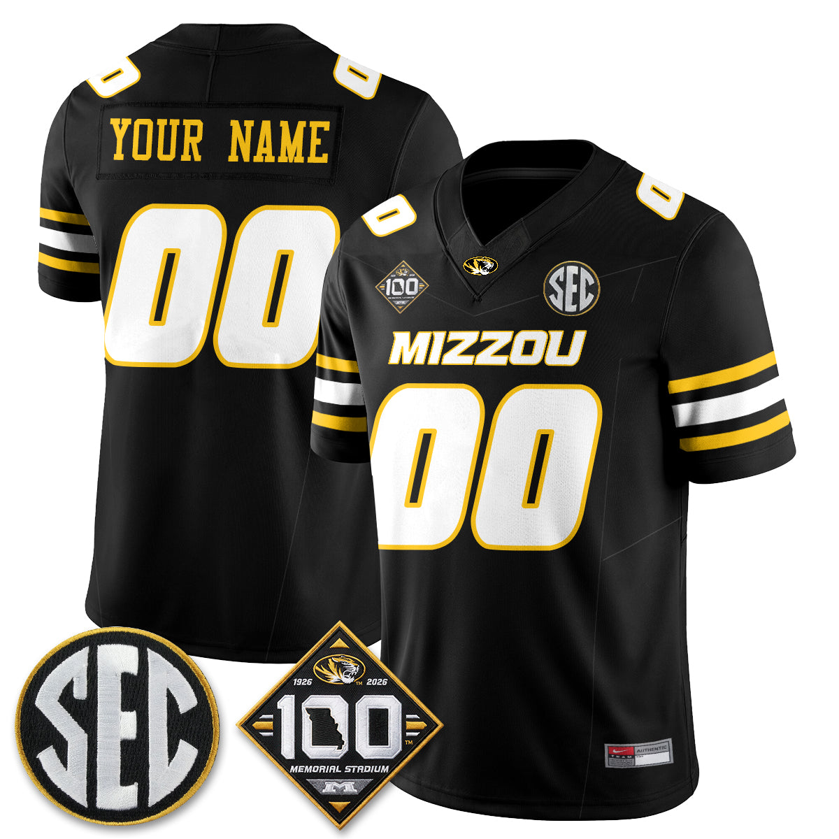 MIZZ 100th Anniversary of Memorial Stadium Vapor Custom Jersey - Stitched
