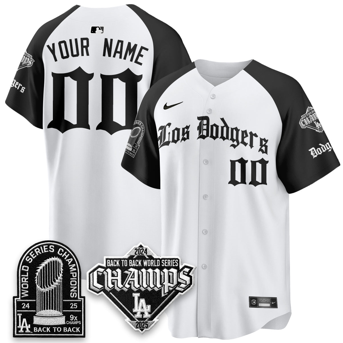 LAD World Series Champions B2B Patch Vapor Premier Limited Gothic Edition Custom  Jersey - All Stitched