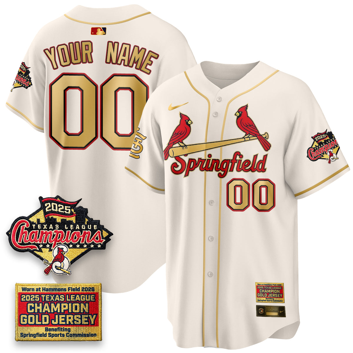 STL Springfield's Championship Gold Limited Custom Jerseys - Stitched