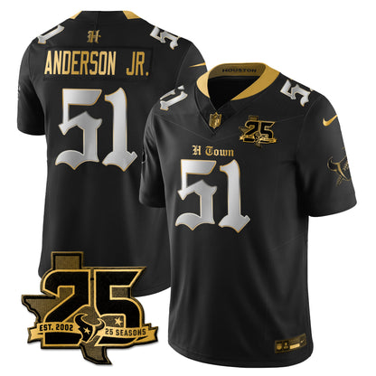 HOU 25th Seasons in 2026 Gothic Vapor Gold Edition Limited Jersey - All Stitched