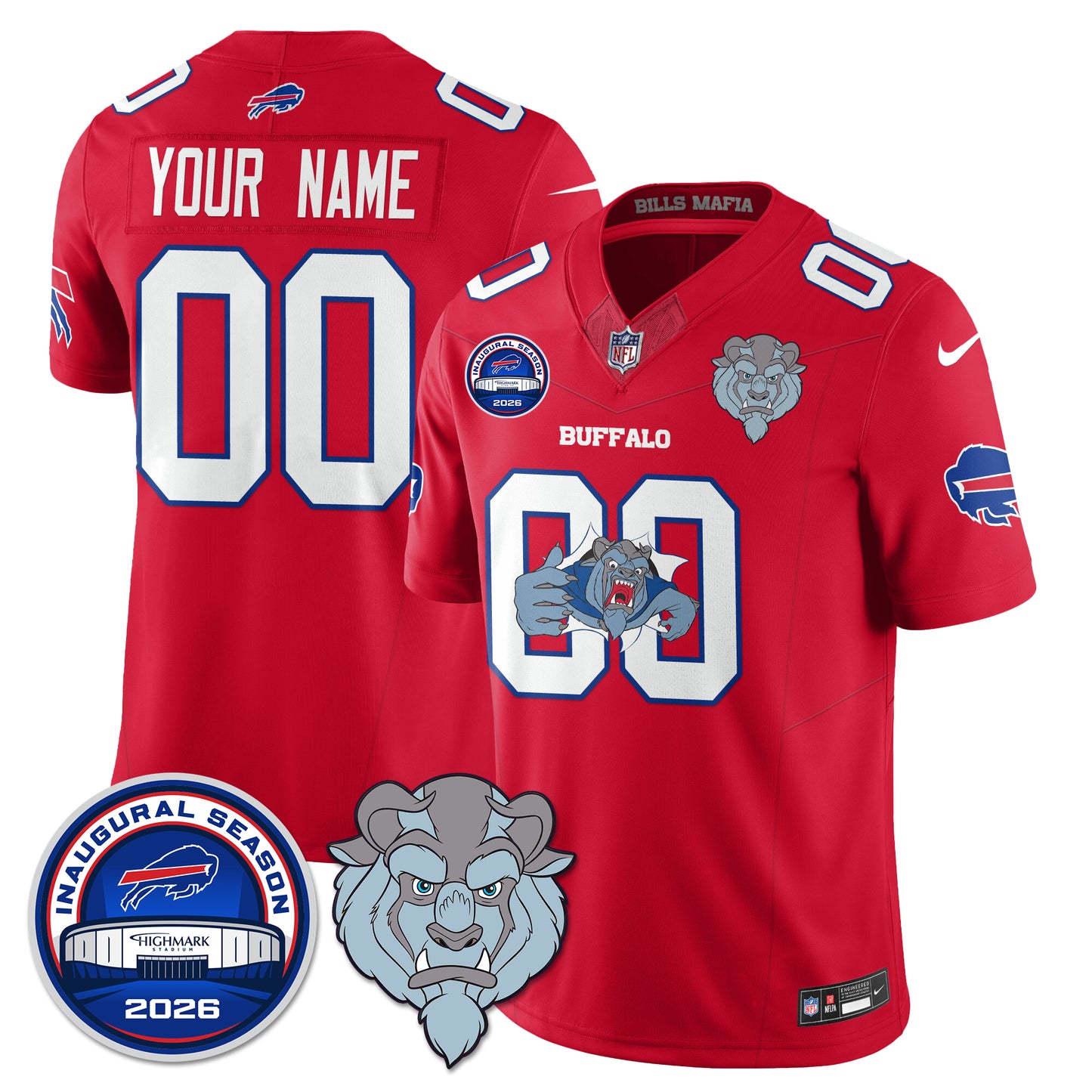 Buffalo Bills x Hairy Blue Beast Edition Vapor Custom Jersey - Stitched