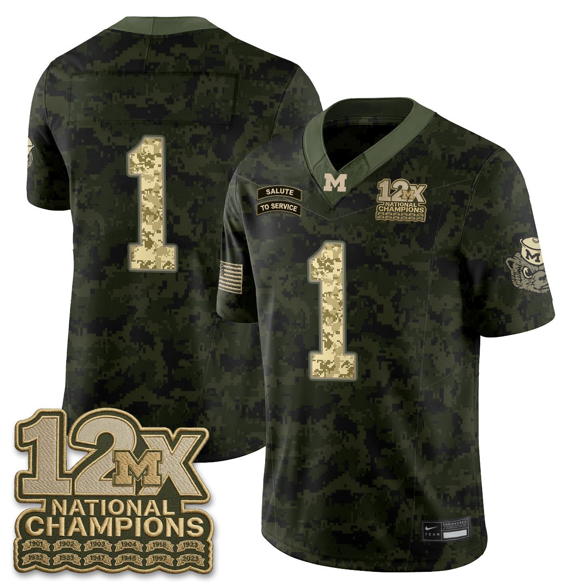 Michigan Wolverines 2026 Salute to Service Vapor Jersey - Stitched