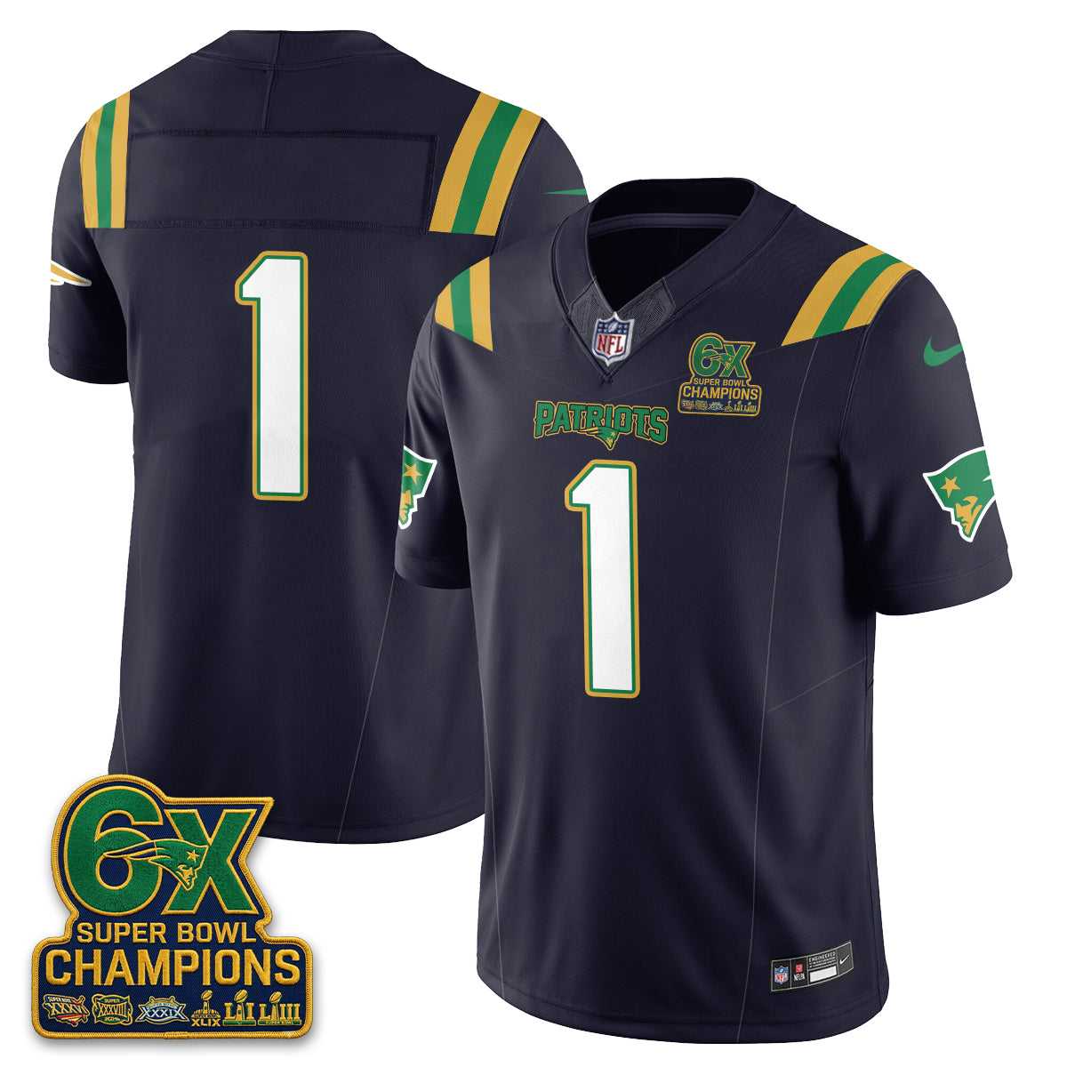 New England Patriots Irish Edition Vapor Jersey - Stitched