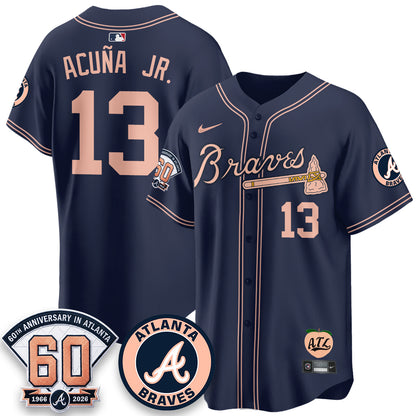 ATL 60th Anniversary Peach Edition Vapor Premier Limited Jersey - All Stitched