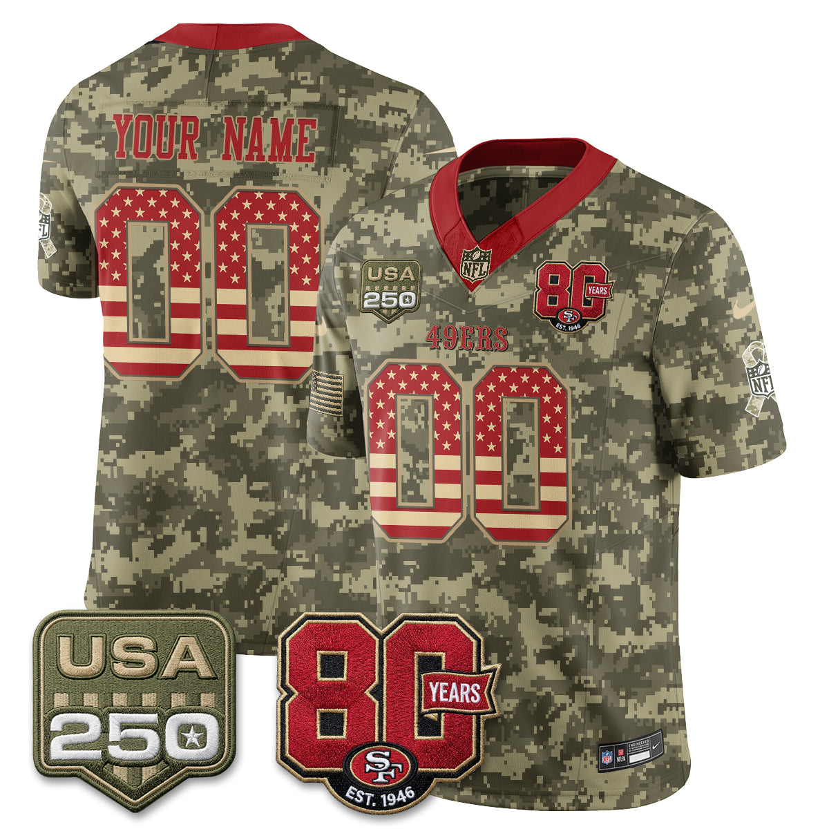 San Francisco 49ers 2026 Salute to Service Edition Vapor Custom Jersey - Stitched