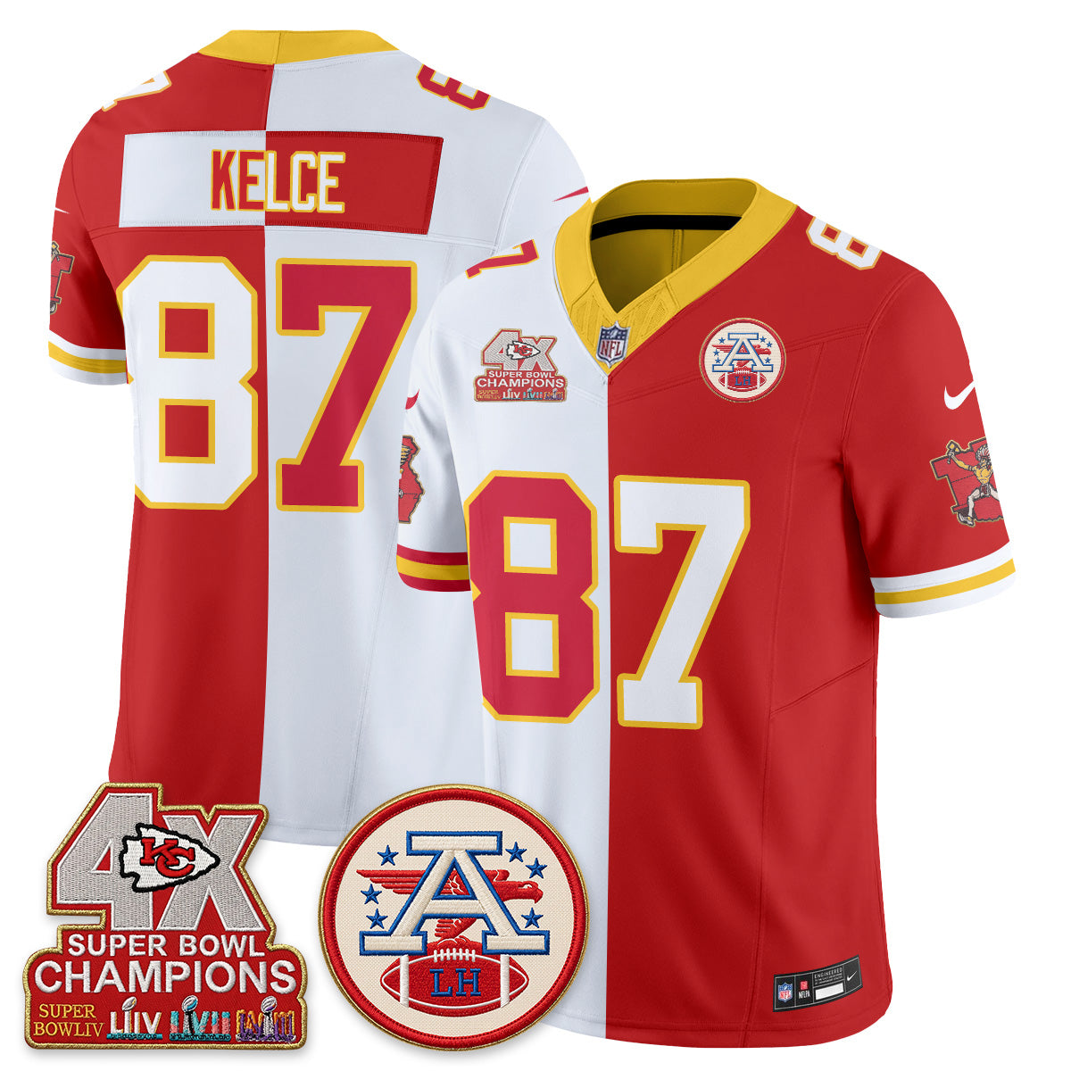 Kansas City Chiefs Throwback Split Vapor Jersey - Stitched