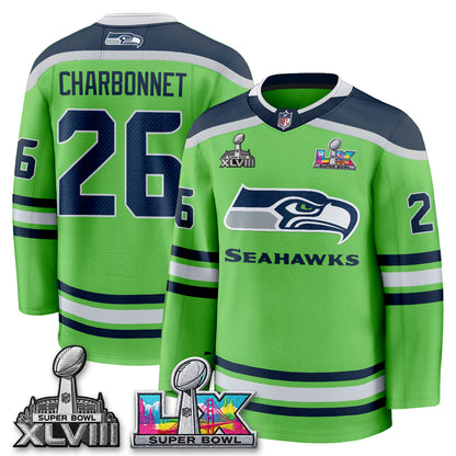 SEA 2X S.Bowl Champions Patch Hockey Jersey - Stitched