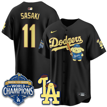 Los Angeles Dodgers Pompompurin Edition Vapor Jersey - Stitched