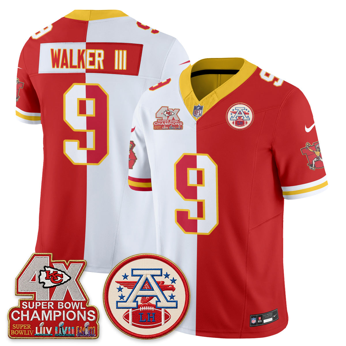 Kansas City Chiefs Throwback Split Vapor Jersey - Stitched