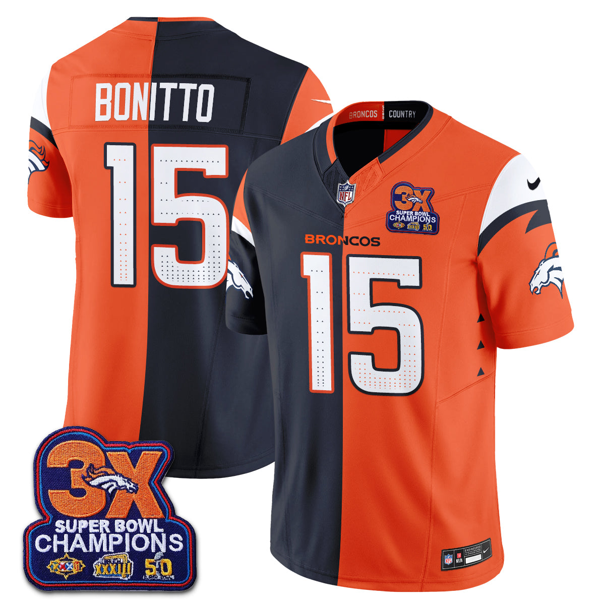 Denver Broncos Split Edition Vapor Jersey - Stitched