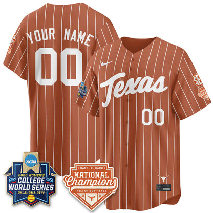 Texas Longhorns Softball 2026 World Series (WCWS) Vapor Premier Limited Custom Jersey - B2B Champs - All Stitched