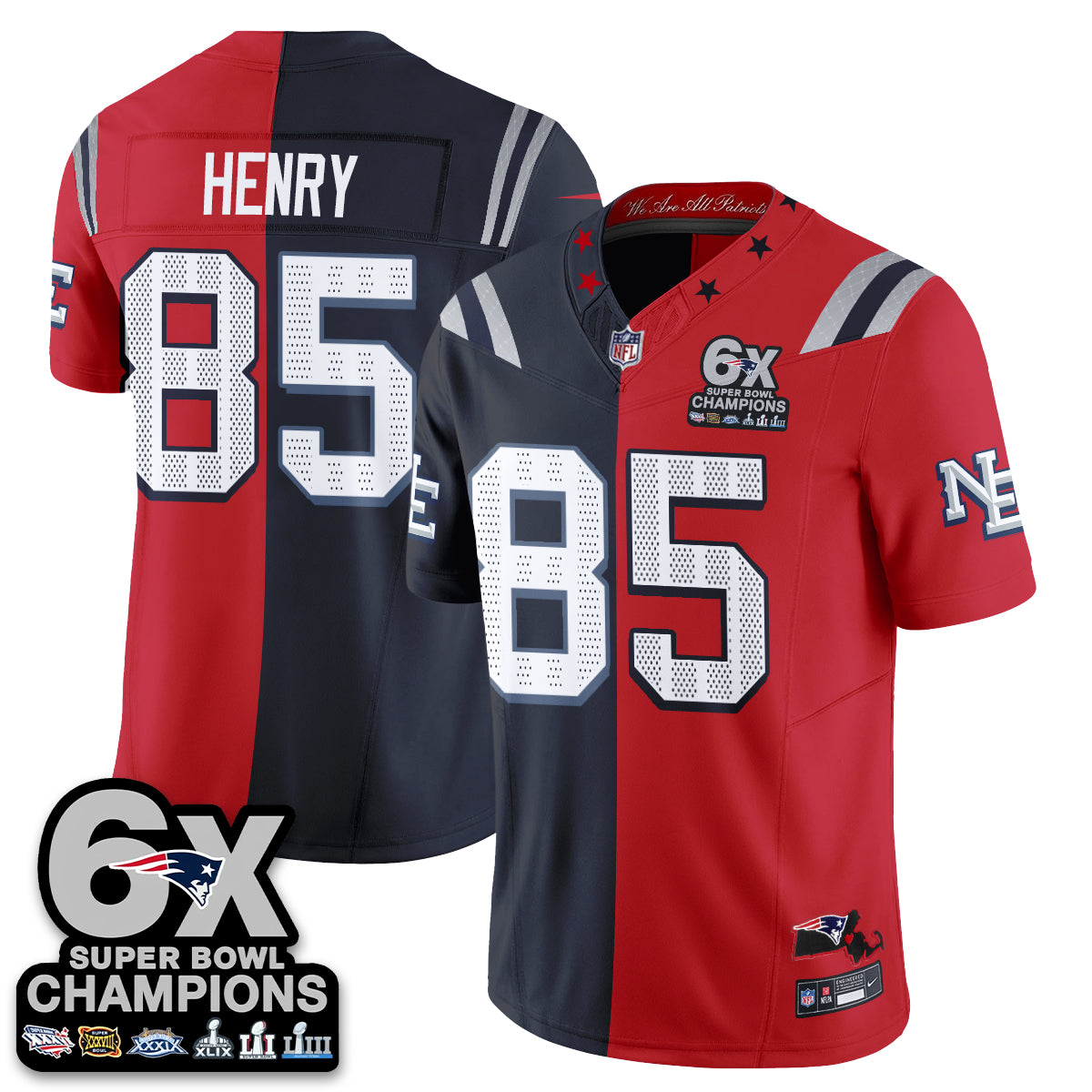 NE Rivalries Split Edition Vapor Jersey - Stitched
